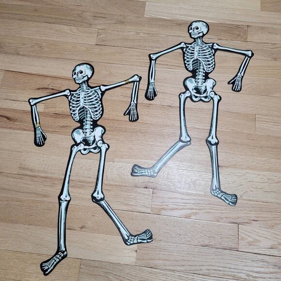 Vintage 80s Halloween Bundle Arkin 22-inch JOINTED SKELETONS Carve N Glo - Picture 9 of 11